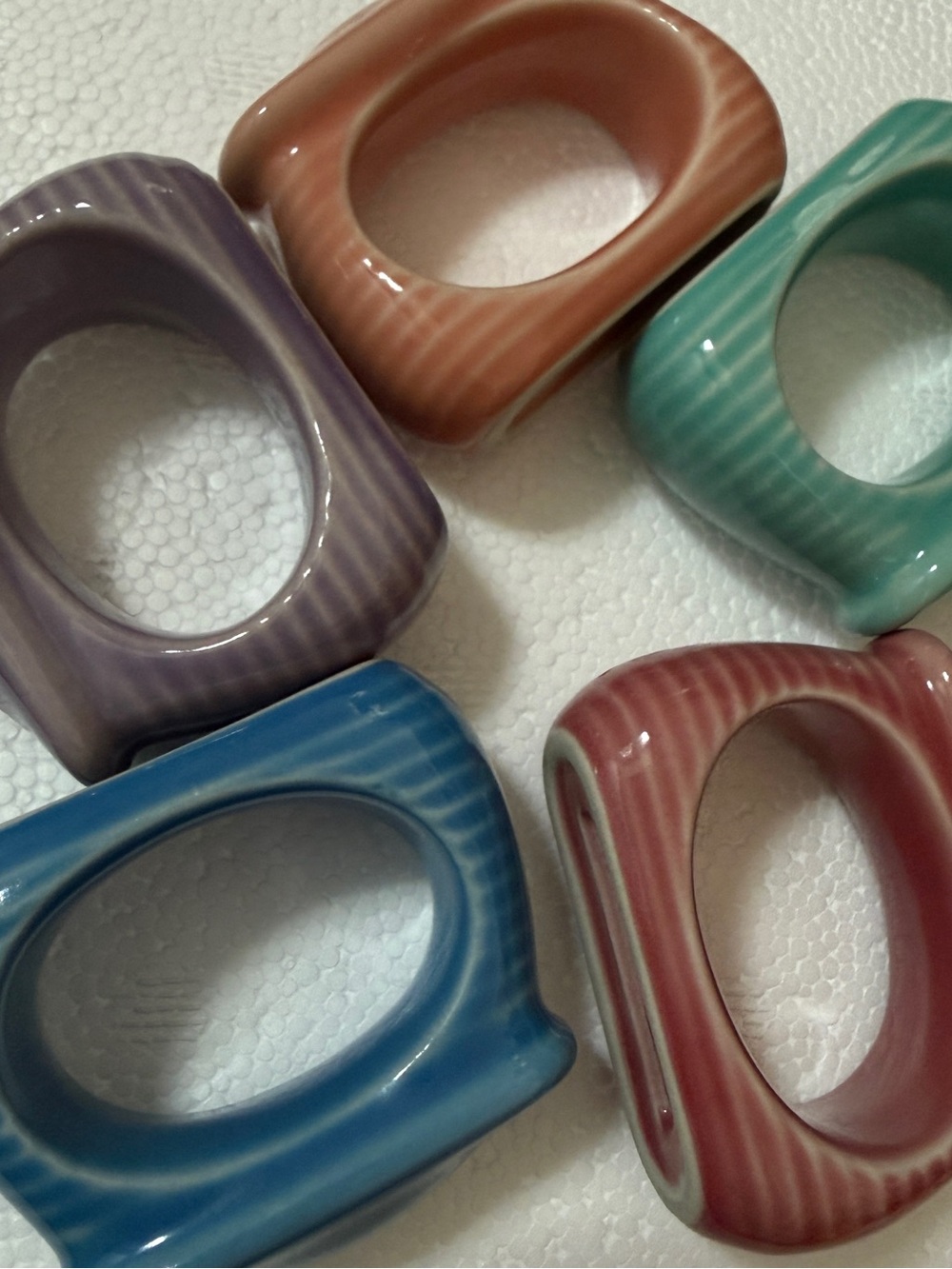 Vintage MCM napkin holders Ceramic Napkin Rings made in Japan Pastel Set